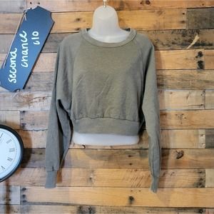 Aero women's olive colored crop sweatshirt size medium